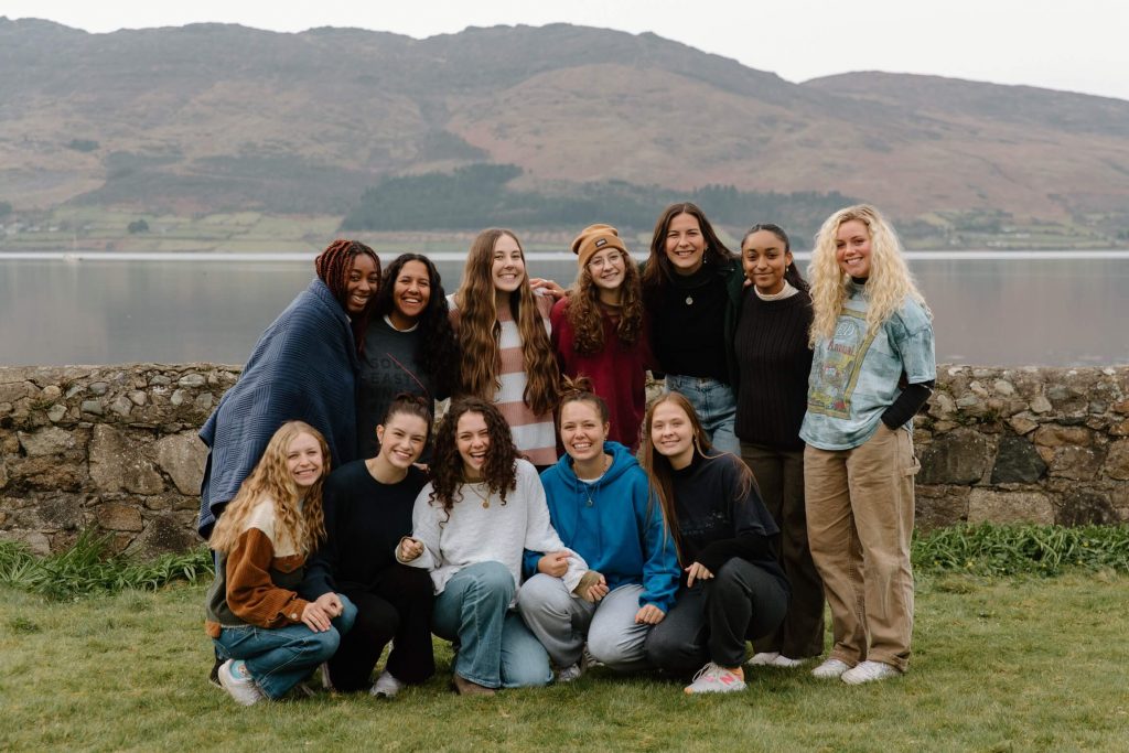 A group of young women near a river in Ireland