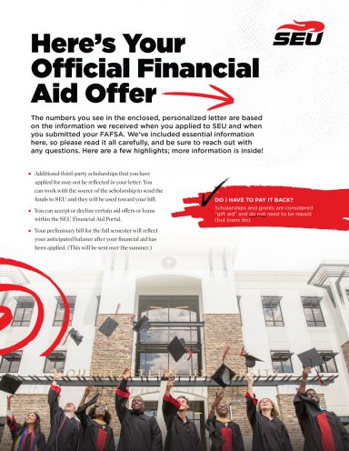 Cover of the brochure for 2024 titled "Here's Your Financial Aid Offer Letter"